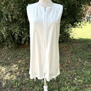 Vintage Jordan Taylor White Floral Full Zip Modest Beach Pool‎ Coverup Size S